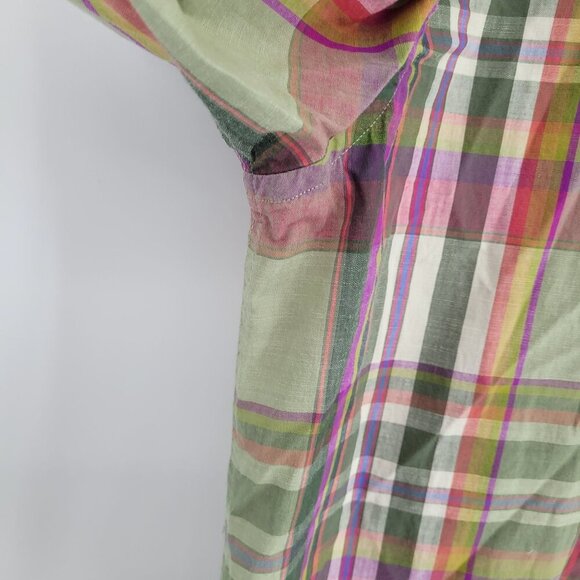 Alan Flusser mens medium green stripe floral contrast cuff button down shirt - Picture 3 of 10